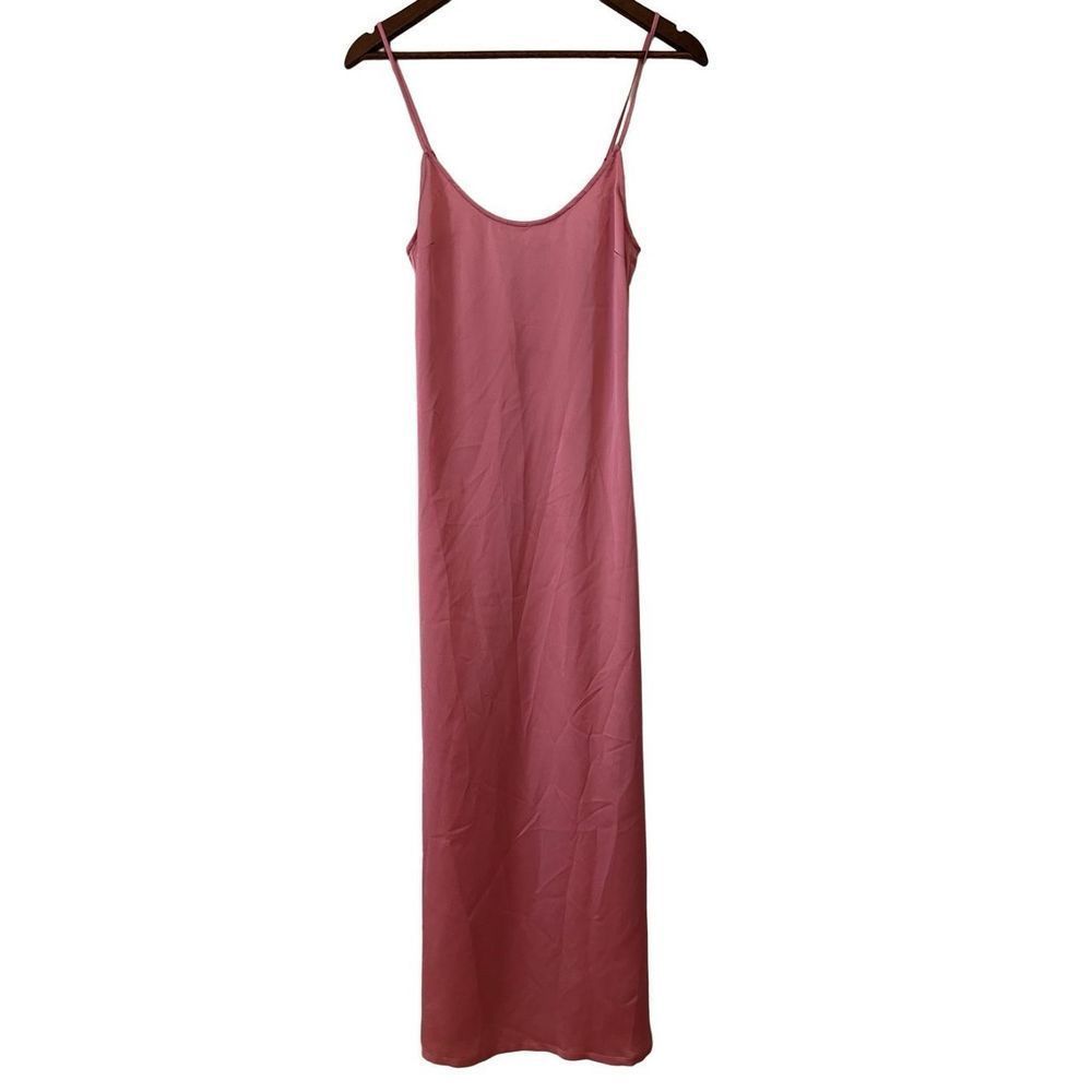 Staud Spaghetti Strap Slip Maxi Dress in Dusty Cedar Pink size XS